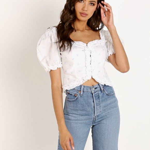 For Love and Lemons Delilah Ruffle Puff Sleeve Top - Picture 2 of 5